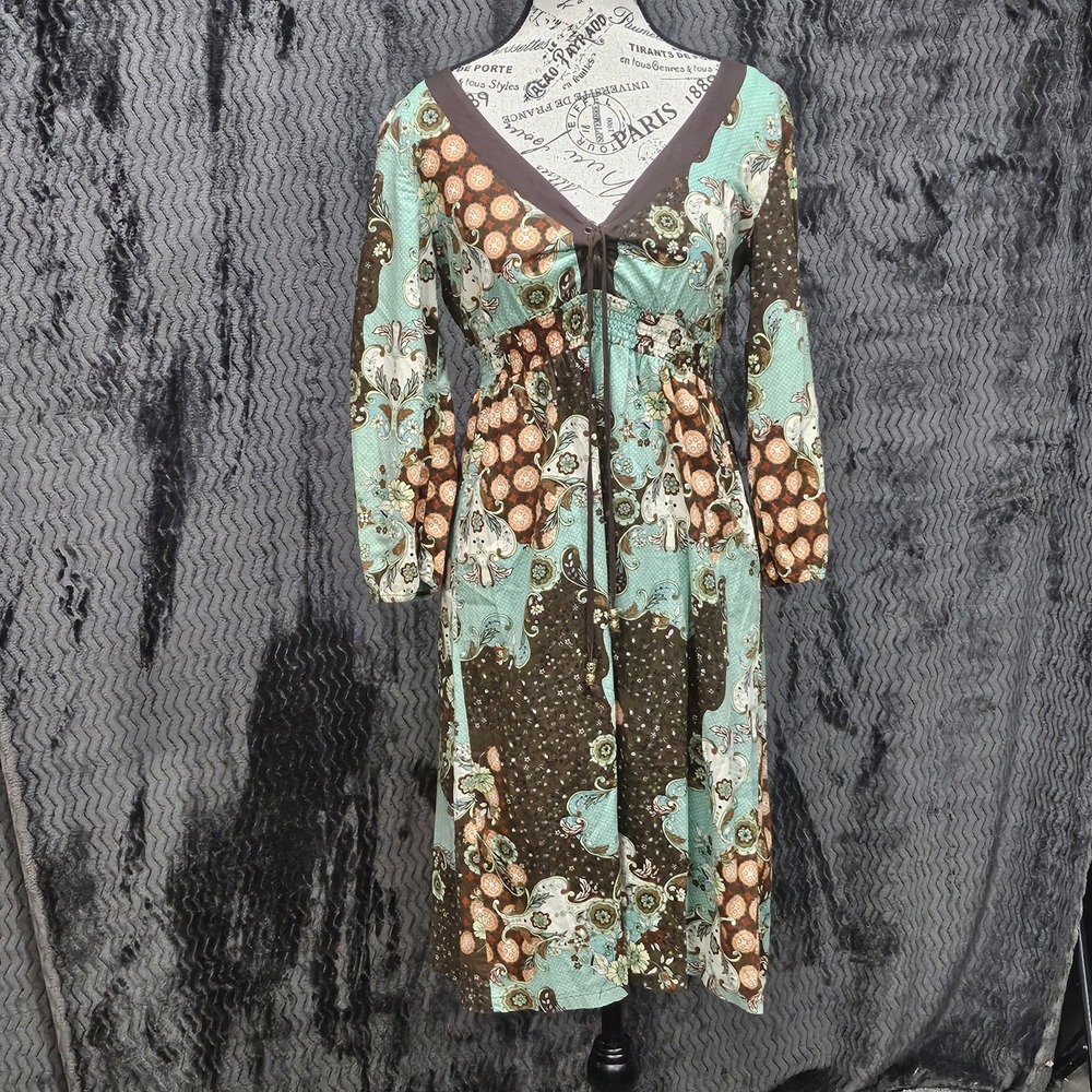 Vtg Babydoll Dress Womens S Floral Empire Waist Retro Y2K Festival 90s Cottage